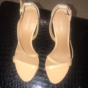 Calvin Klein beige leather heels